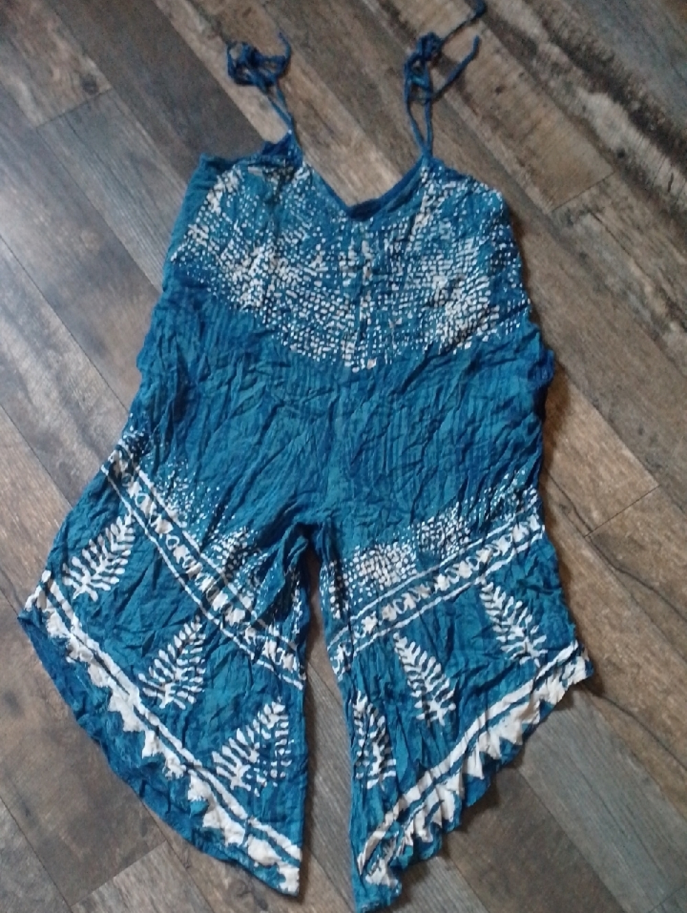 Free Flow Blue & White Tie-dye Cotton Jump Suit Boho Free Spirit